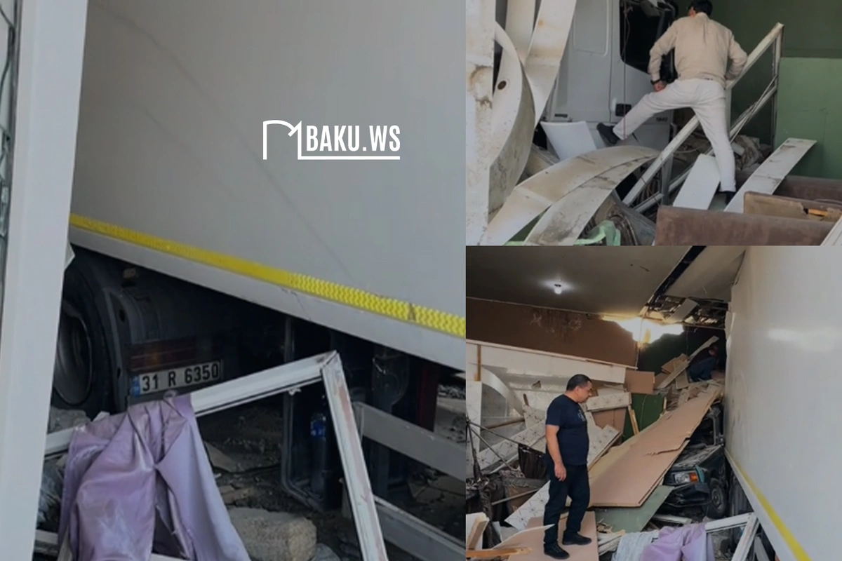 Yük avtomobili çayxanaya çırpıldı Yük avtomobili çayxanaya çırpıldı