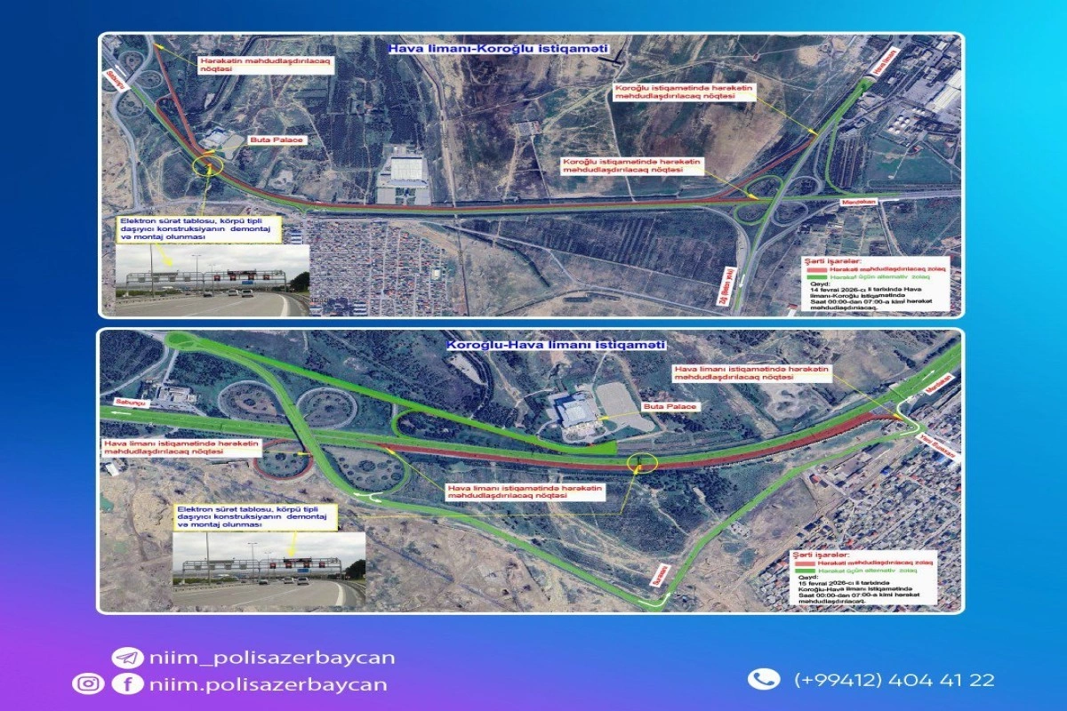 Aeroport yolunun hansı hissəsində məhdudiyyət tətbiq ediləcəyi açıqlanıb