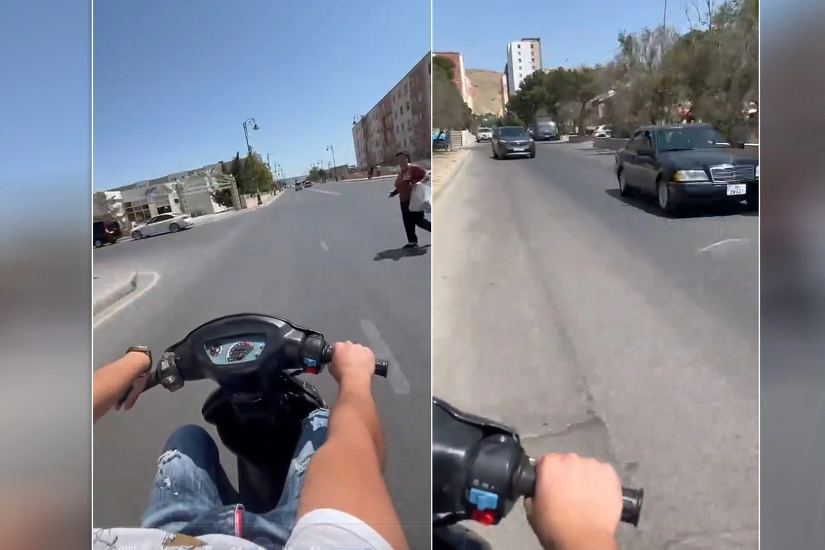 Lökbatanda moped sürücüsü TƏHLÜKƏ SAÇDI - ANBAAN