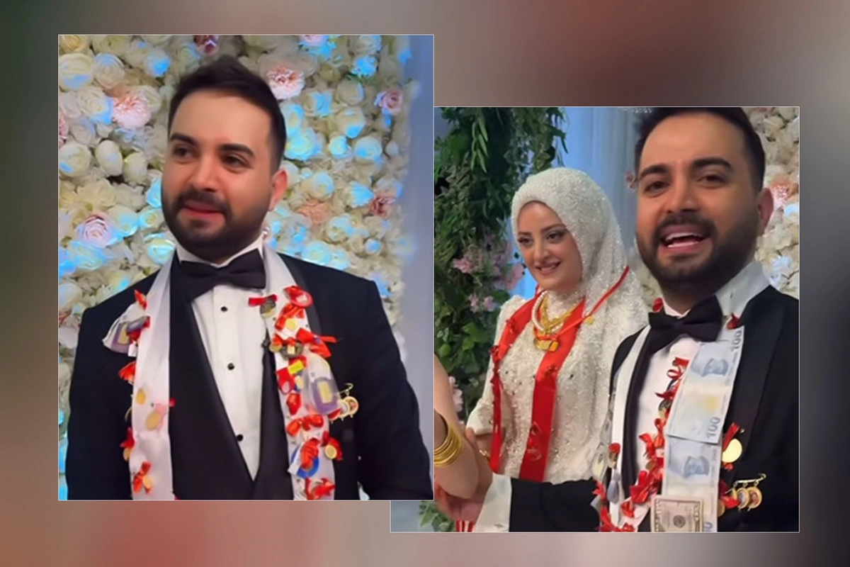 Bu toyda gəlinlə bəyə 15 milyonluq qızıl taxdılar Bu toyda gəlinlə bəyə 15 milyonluq qızıl taxdılar