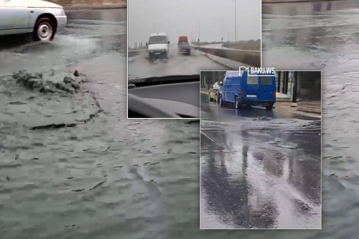 Xaçmazın küçələrini yağış suları basdı Xaçmazın küçələrini yağış suları basdı