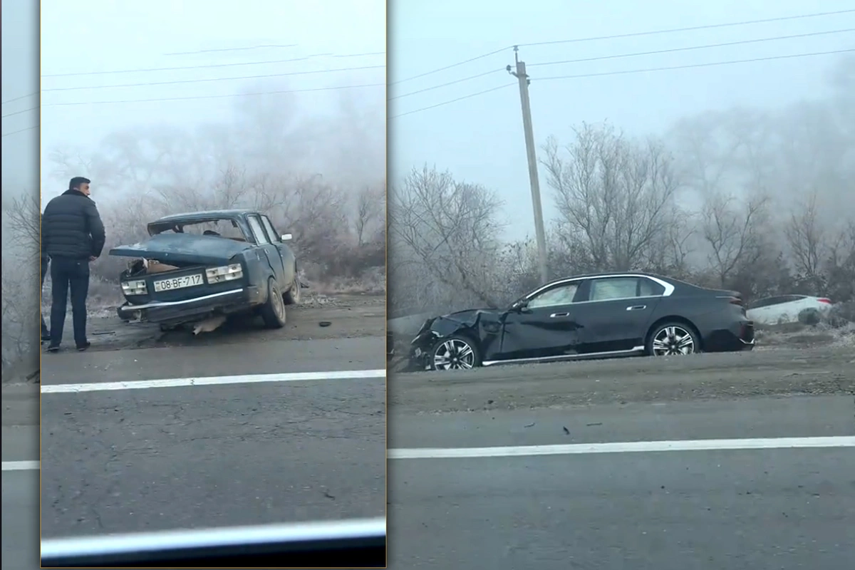 Цепная авария на трассе Баку-Газах: столкнулись три автомобиля