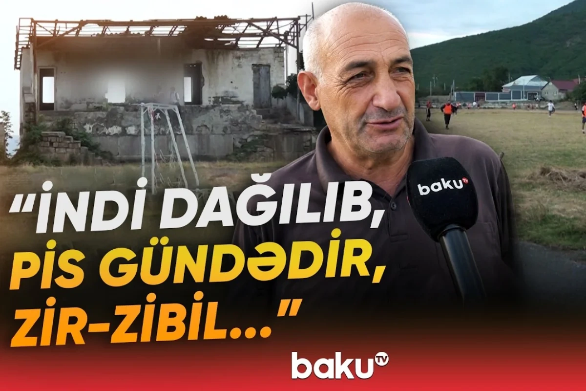 Oğuz şəhər stadionu baxımsızlıqdan yararsız hala düşüb