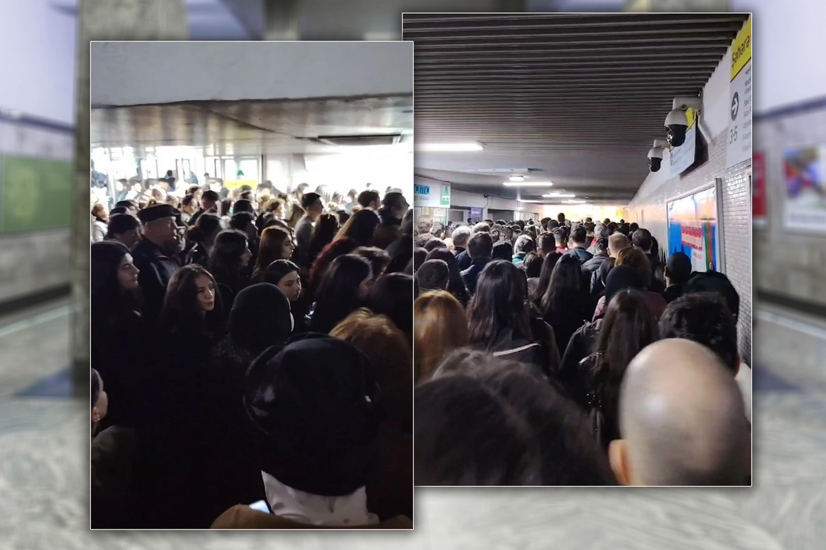 Metronun Koroğlu stansiyasında sərnişin sıxlığı yaranıb