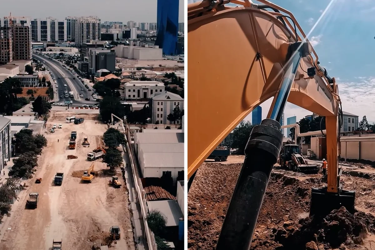 Ulduz metro stansiyasının qarşısındakı yolda tikinti işləri davam etdirilir