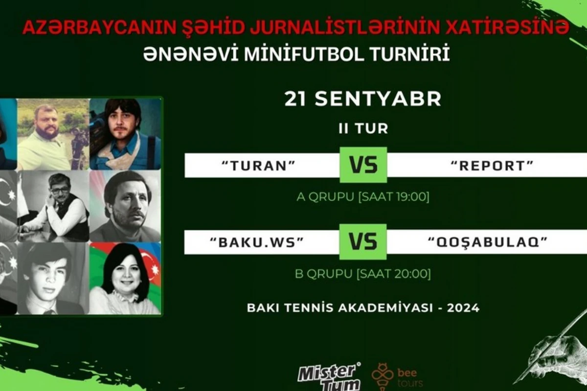 Şəhid jurnalistlərin xatirəsinə həsr olunan futbol turnirində II turun oyunları keçiriləcək Şəhid jurnalistlərin xatirəsinə həsr olunan futbol turnirində II turun oyunları keçiriləcək