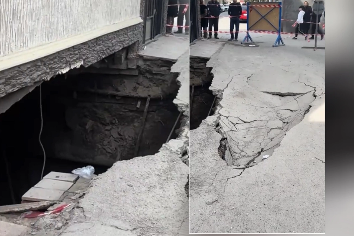 UPD qəsəbəsində su xəttində qəza - Evin altında çuxur yarandı