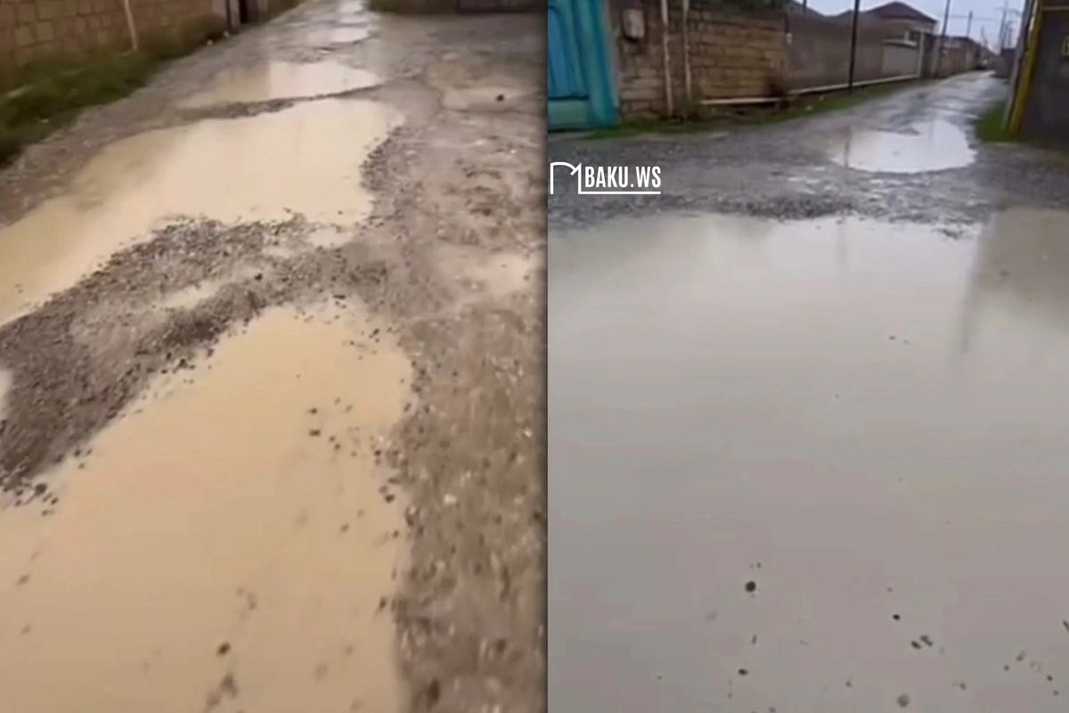 Biləcəridə yağışdan sonra bərbad vəziyyətə düşən məhəllə yolu