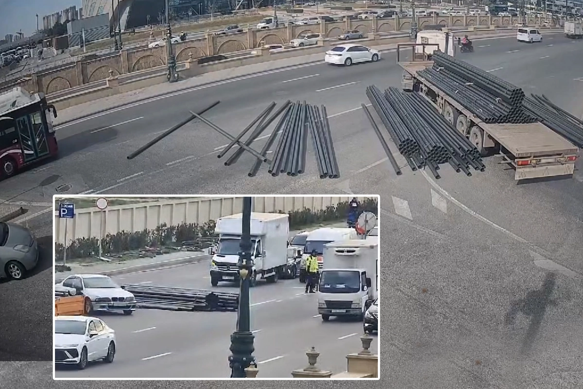 Bağırov körpüsü üzərində yük yola aşıb