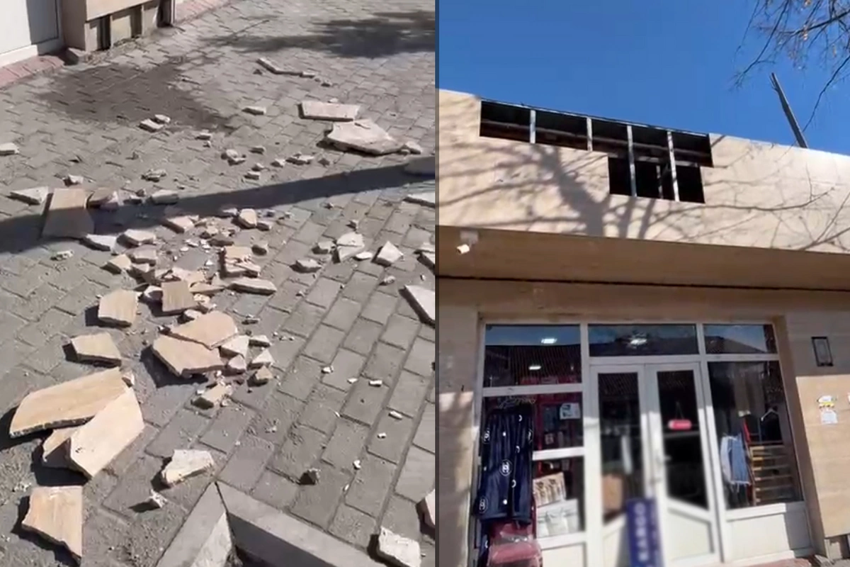 Avtovağzal ərazisində mərmər fasad qoparaq piyadanın üzərinə düşüb