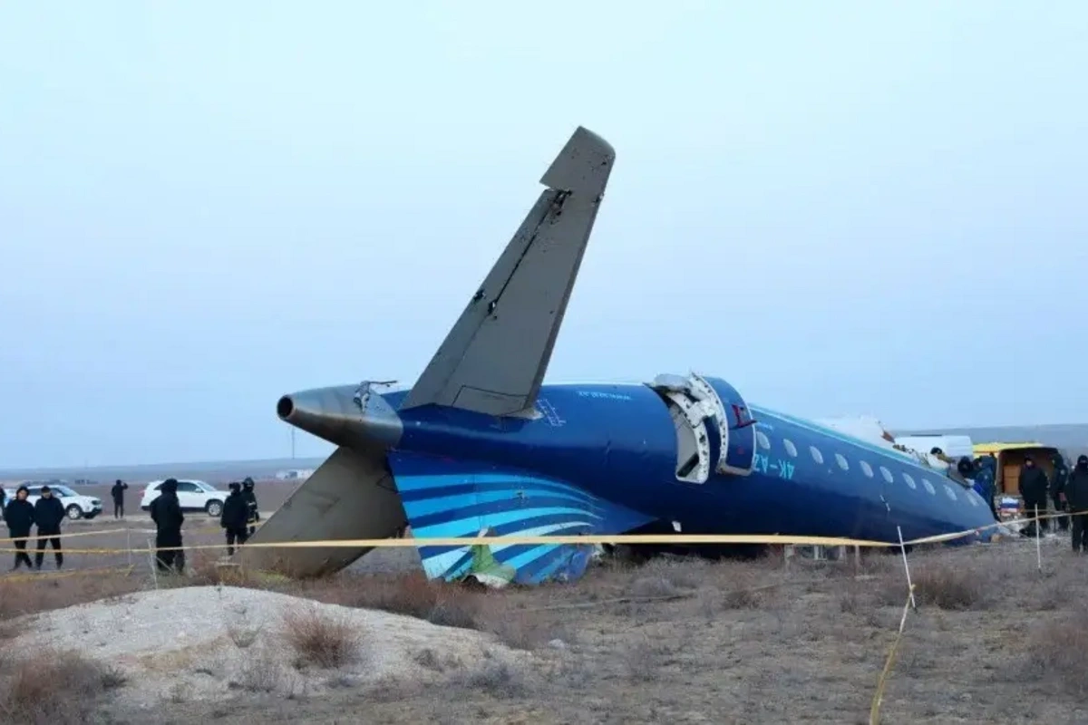 A memorial has appeared at the site of the AZAL plane crash near Aktau A memorial has appeared at the site of the AZAL plane crash near Aktau