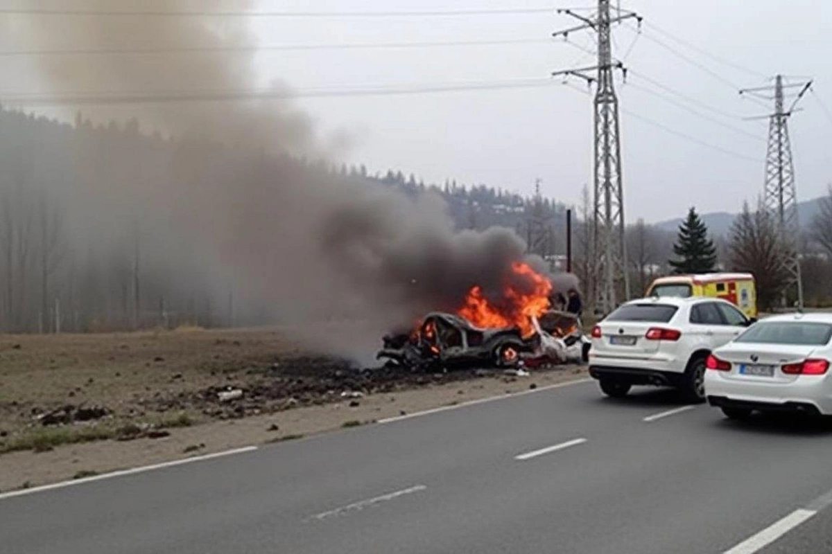 Masazırda BMW yanıb, ölən və yaralılar var