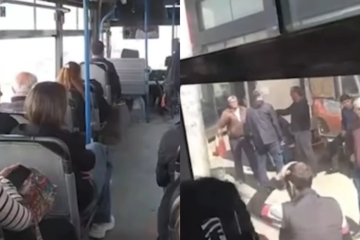 Sürücü avtobusu yolun ortasında saxlayıb siqaret çəkdi Sürücü avtobusu yolun ortasında saxlayıb siqaret çəkdi