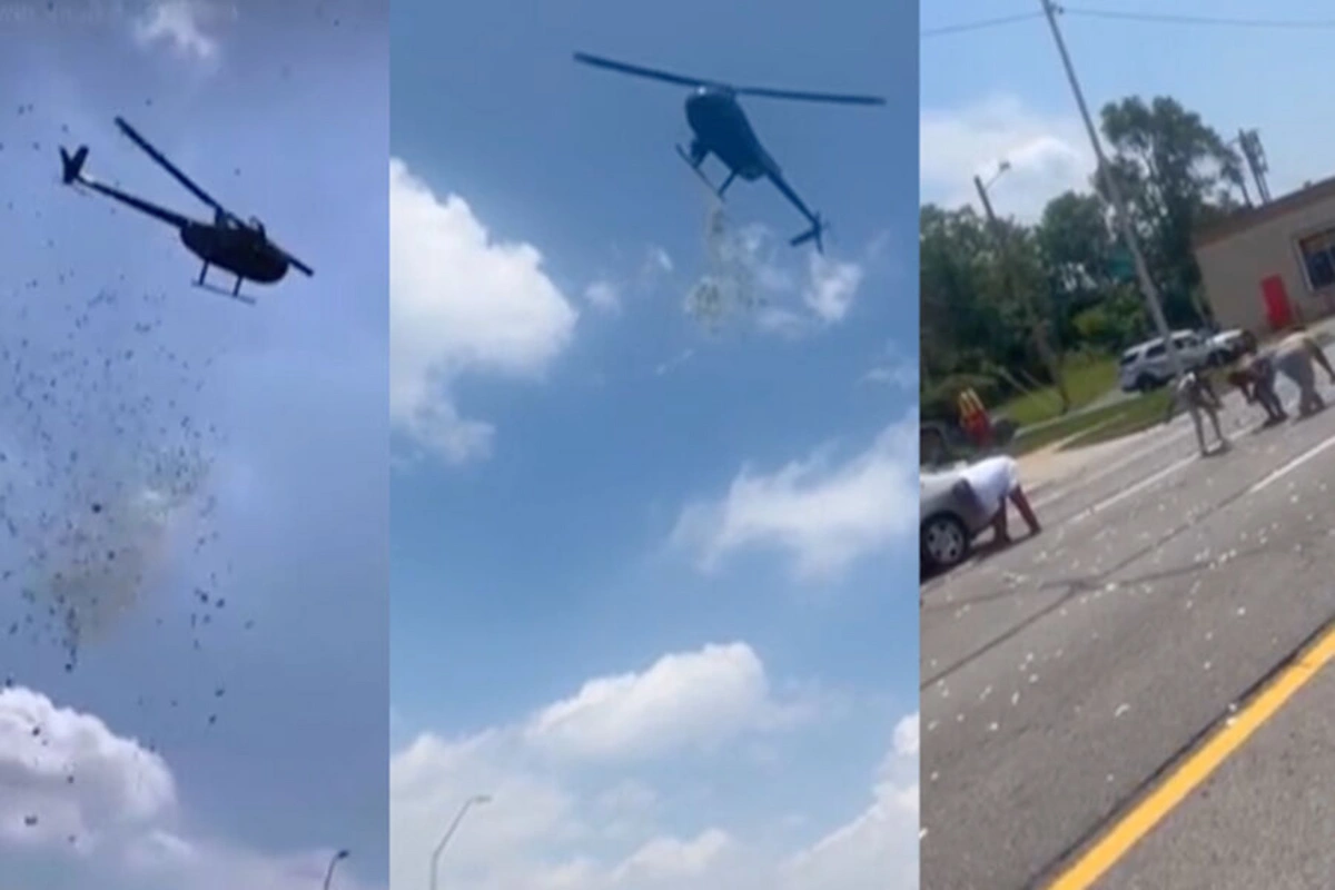 Man's family fulfilled his last wish by dropping thousands of dollars from a helicopter