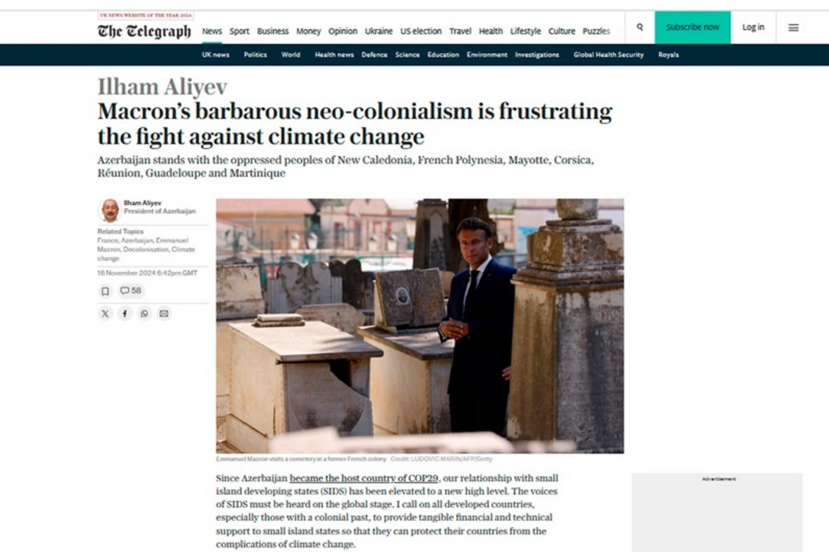 The Telegraph qəzeti Prezident İlham Əliyevin SIDS Sammitindəki çıxışını geniş işıqlandırıb The Telegraph qəzeti Prezident İlham Əliyevin SIDS Sammitindəki çıxışını geniş işıqlandırıb