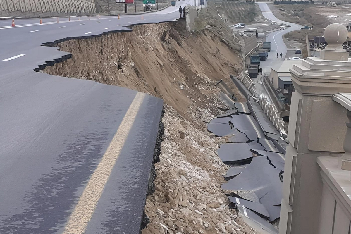 Bibiheybət yolunda torpaq sürüşməsi təhlükəsi – hərəkət qismən məhdudlaşdırılıb