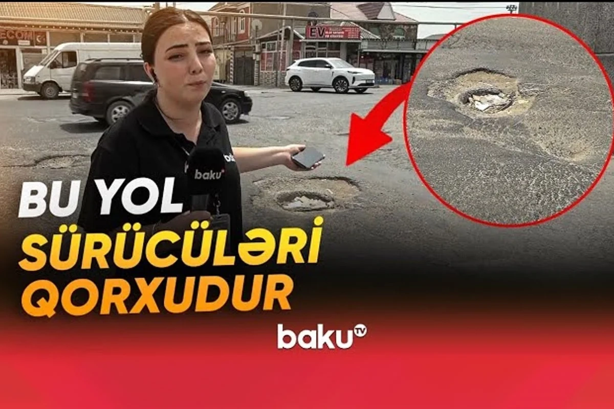 Qəza riski yaradan yol: Dərin çuxurlar, hər gün ziyan görən maşınlar...