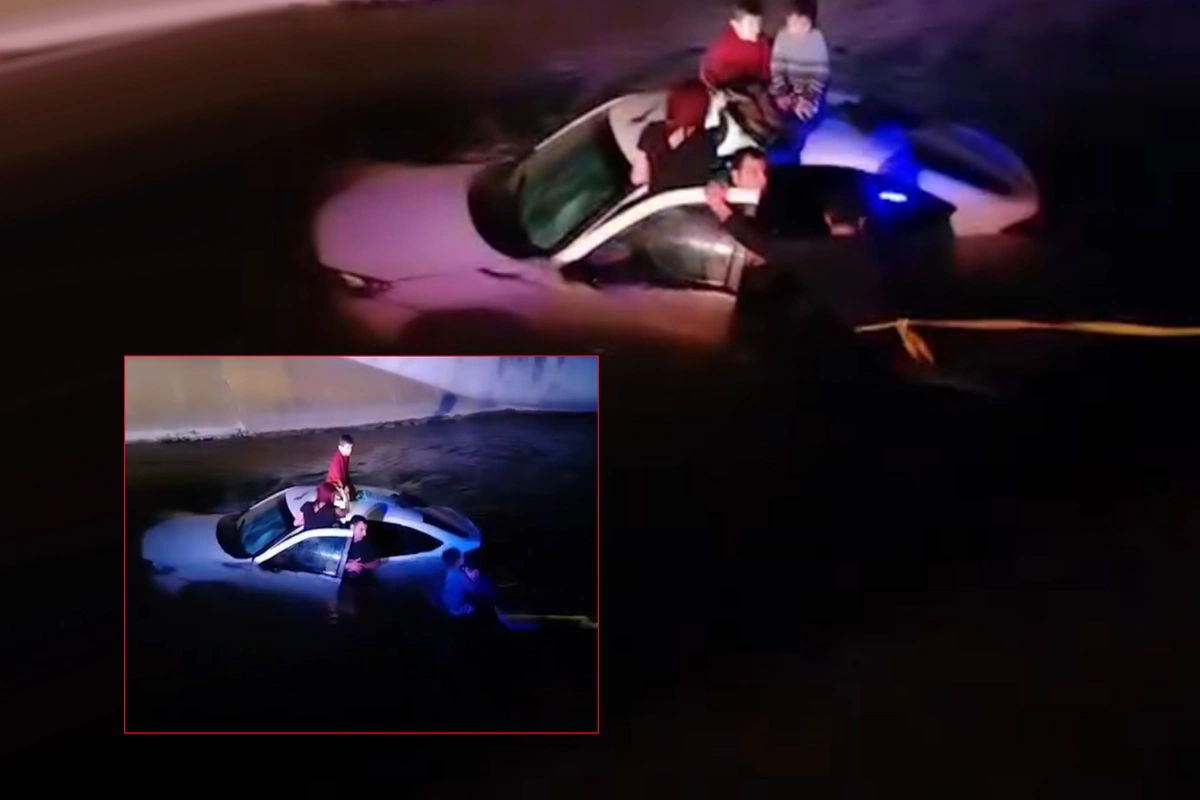 В Азербайджане легковушка упала в водоканал: спасены 4 человека, в том числе двое детей