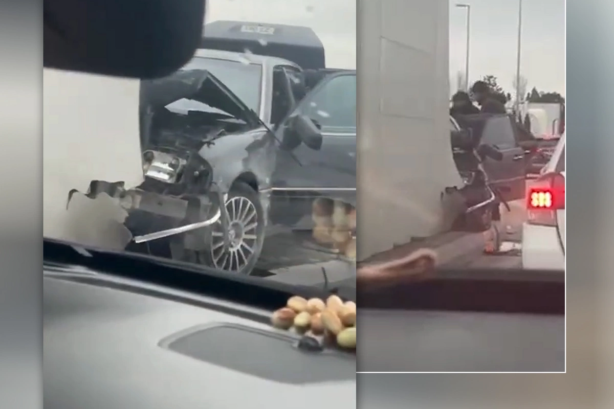 Koroğluda qəza: Maşın yerüstü keçidin sütununa çırpılıb