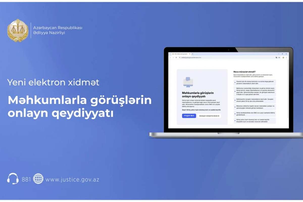 Məhkumlarla görüşlər üçün onlayn qeydiyyat xidməti istifadəyə verilib