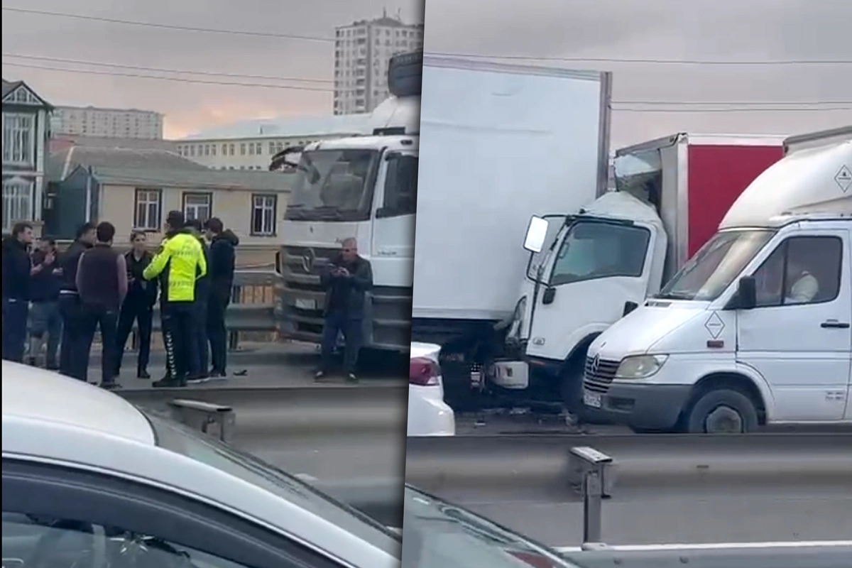 Bakı-Sumqayıt yolunda yük maşınları bir-birinə dəyib