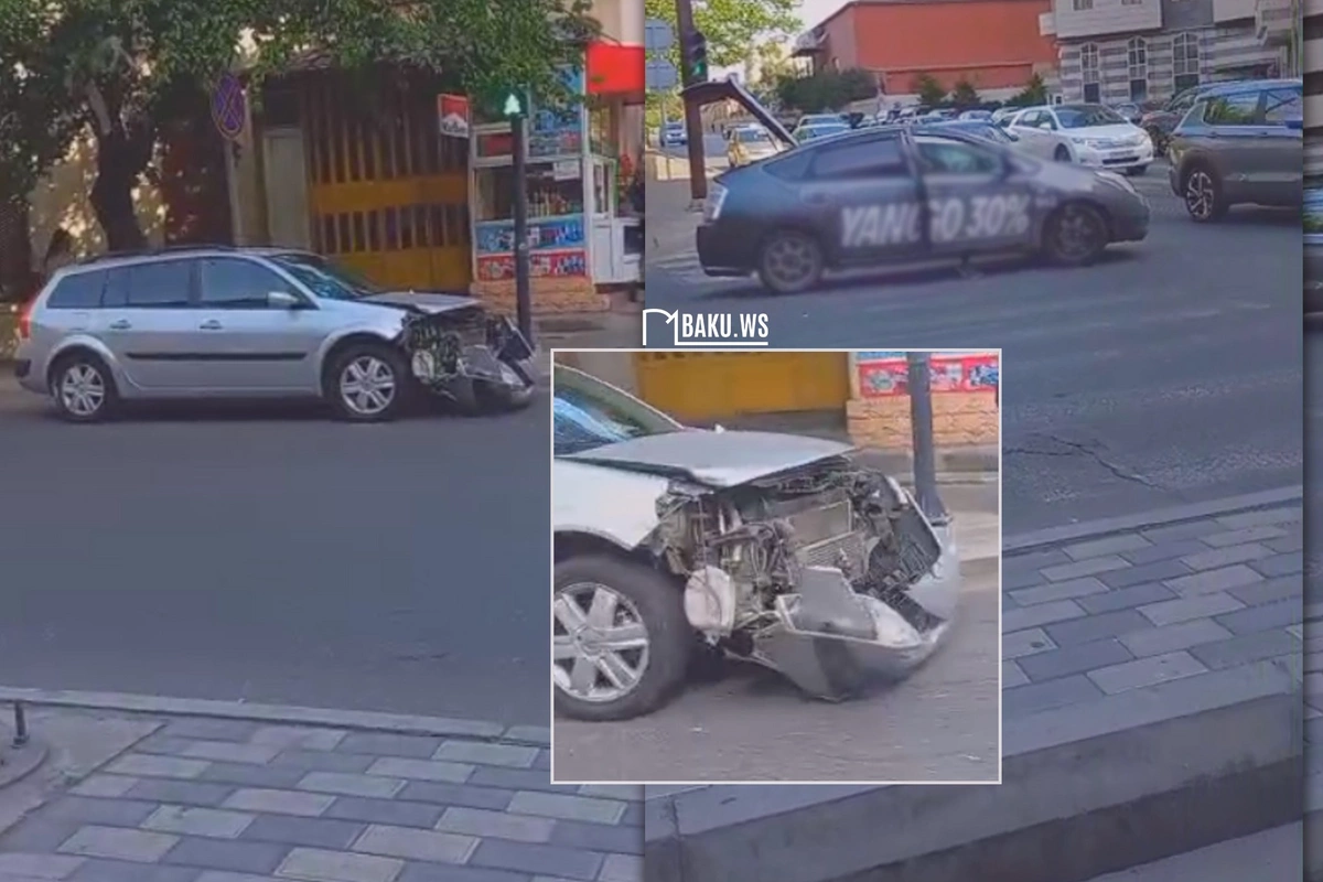 Bakıda Renaultla Prius toqquşub Bakıda Renaultla Prius toqquşub