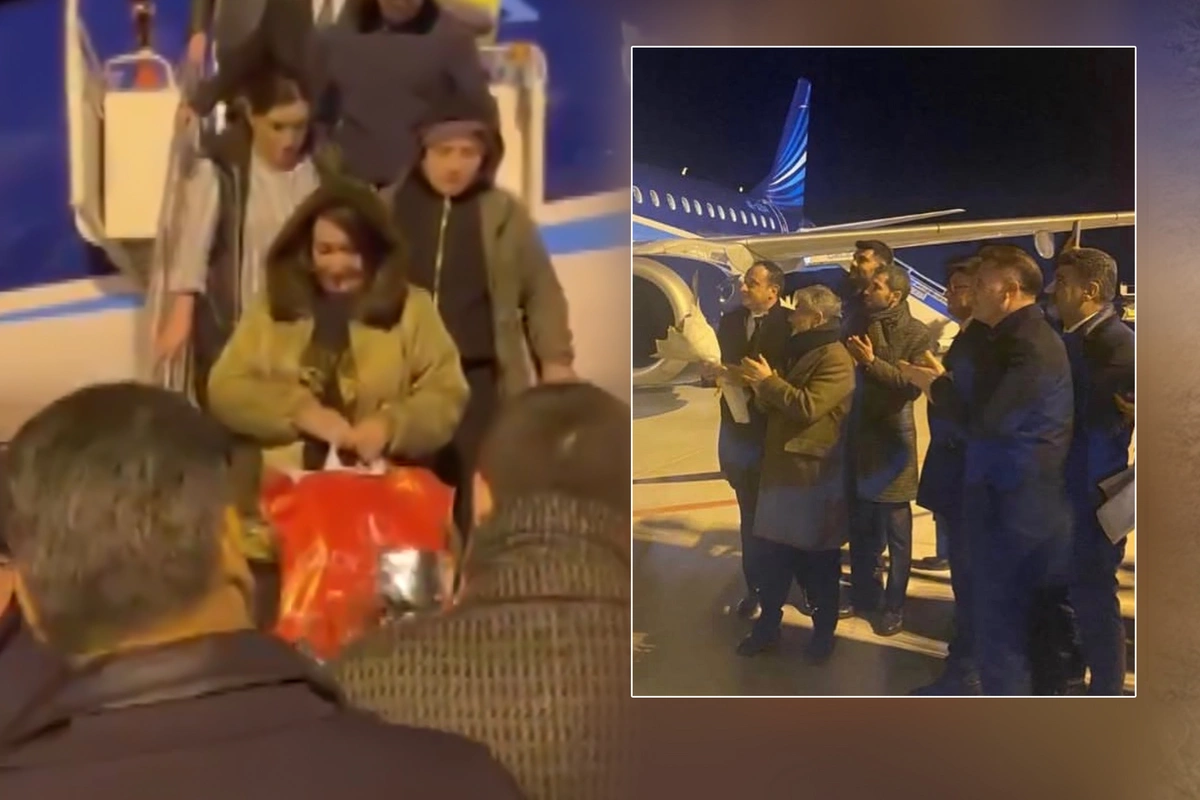 Bakıdan Iğdıra enən AZAL təyyarəsinin sərnişinləri güllərlə qarşılandılar