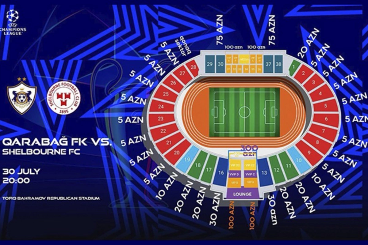 UEFA Çempionlar Liqası: Qarabağ - Şelburn oyununun biletləri satışa çıxarılır UEFA Çempionlar Liqası: Qarabağ - Şelburn oyununun biletləri satışa çıxarılır
