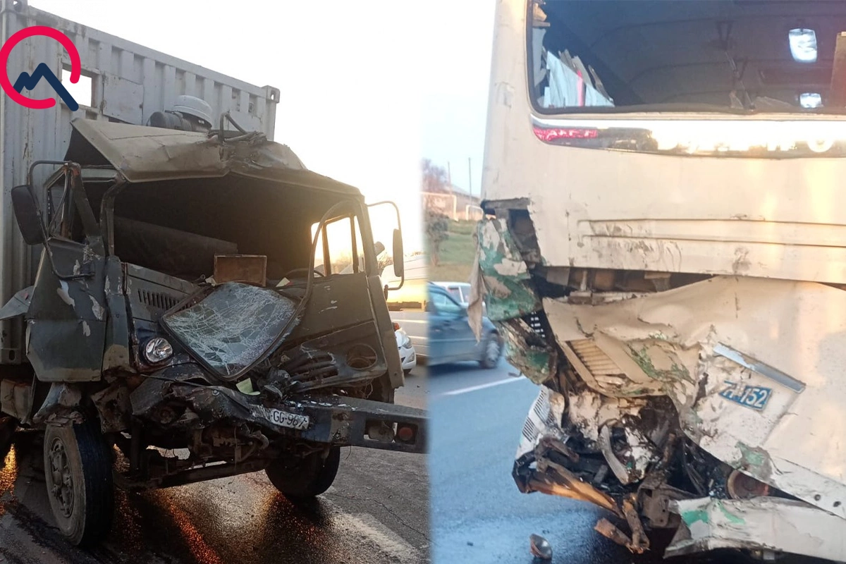 Sürücü sükanda yuxuladı - KamAZ marşrut avtobusuna çırpıldı