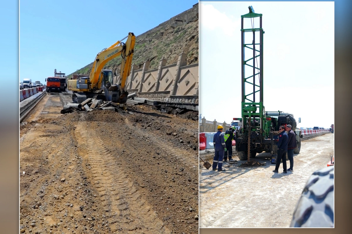 На бибиэйбатской дороге начались восстановительные работы