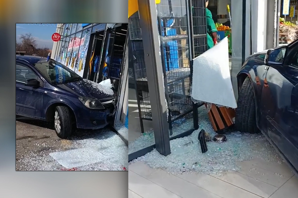 Əyləci xarab olan maşın MARKETƏ GİRDİ