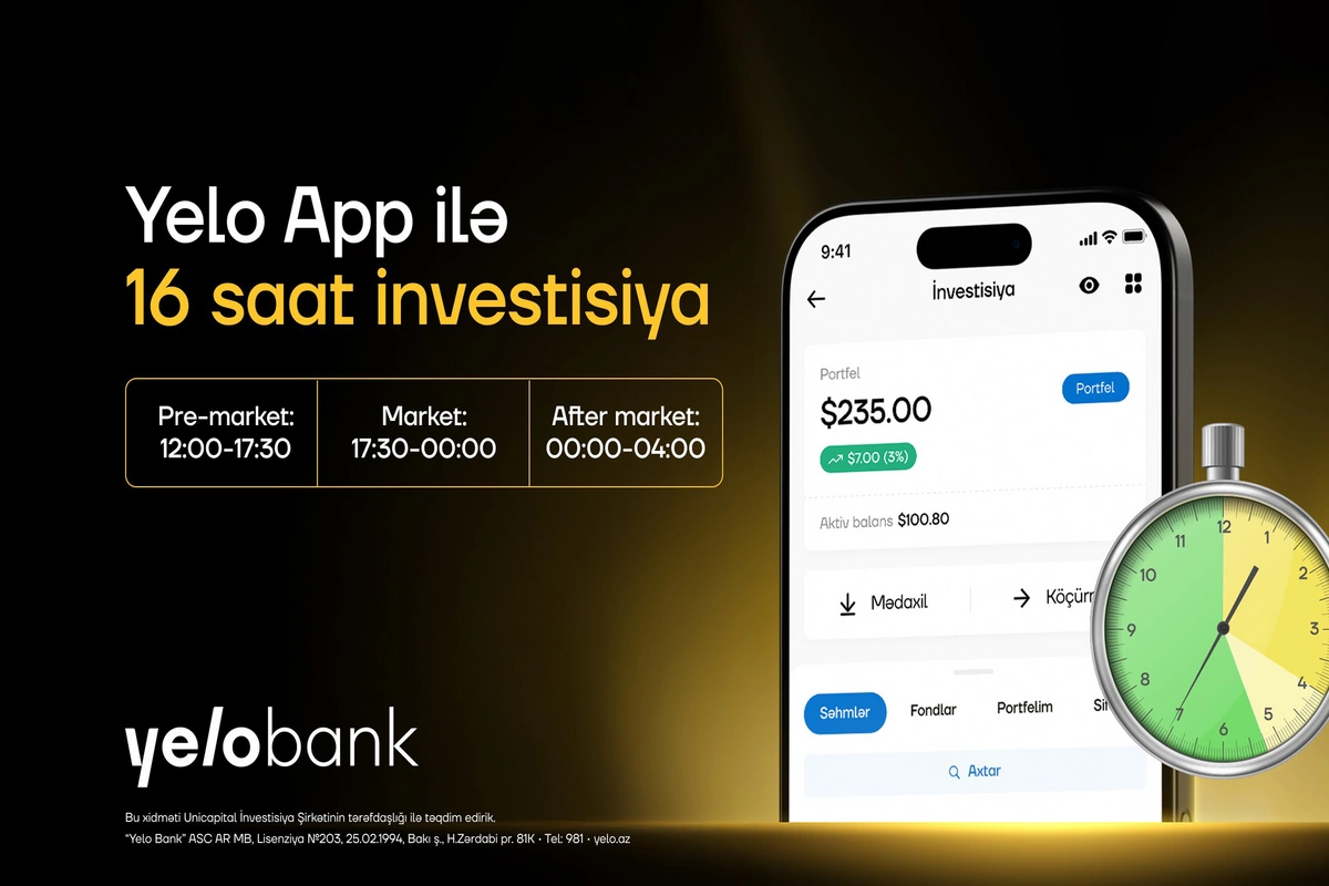 Yelo Invest-də limit sifarişi funksiyası aktiv oldu Yelo Invest-də limit sifarişi funksiyası aktiv oldu