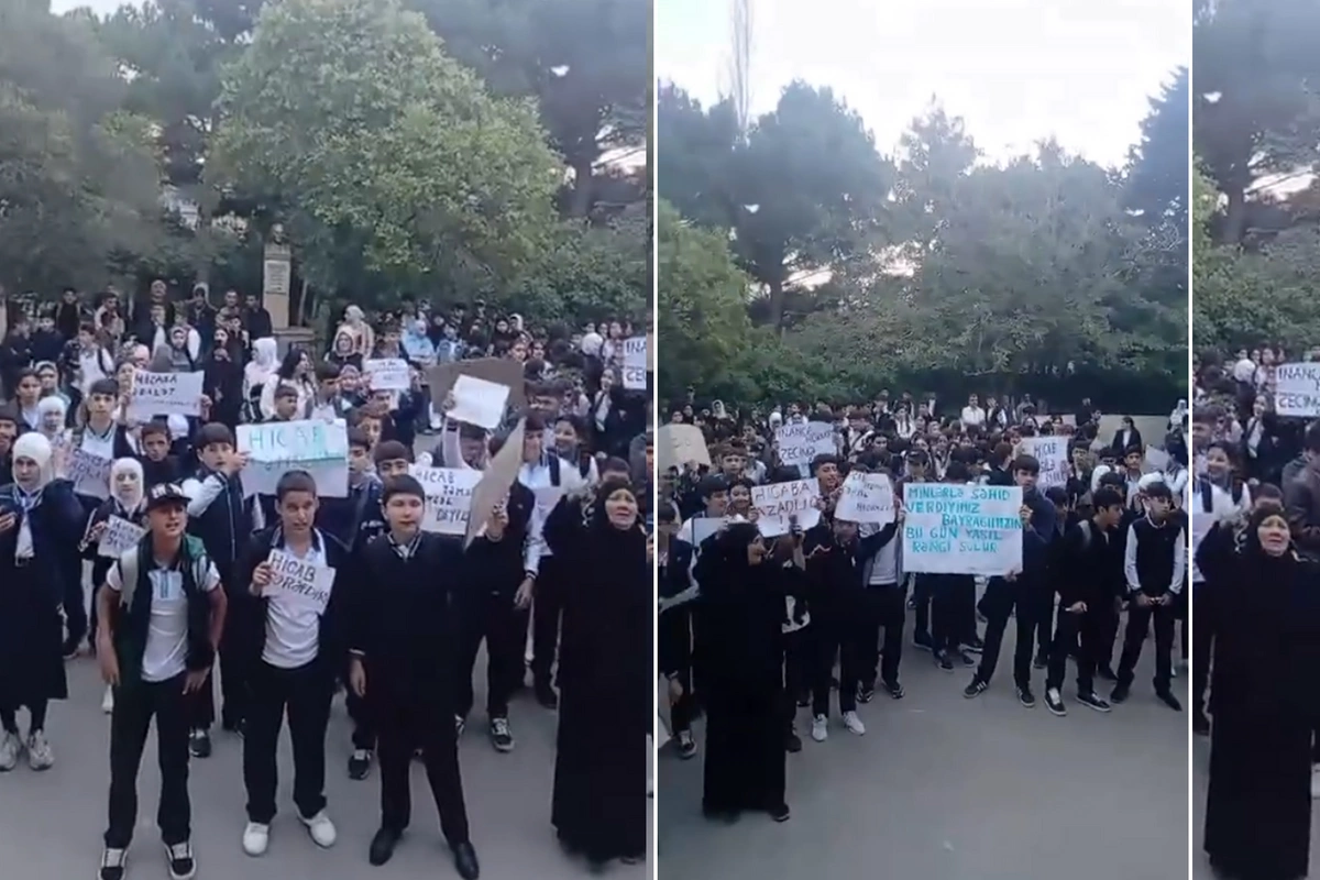 Məktəbin qarşısında dini radikal şüarlar səsləndirildi - Uşaqları alət etdilər