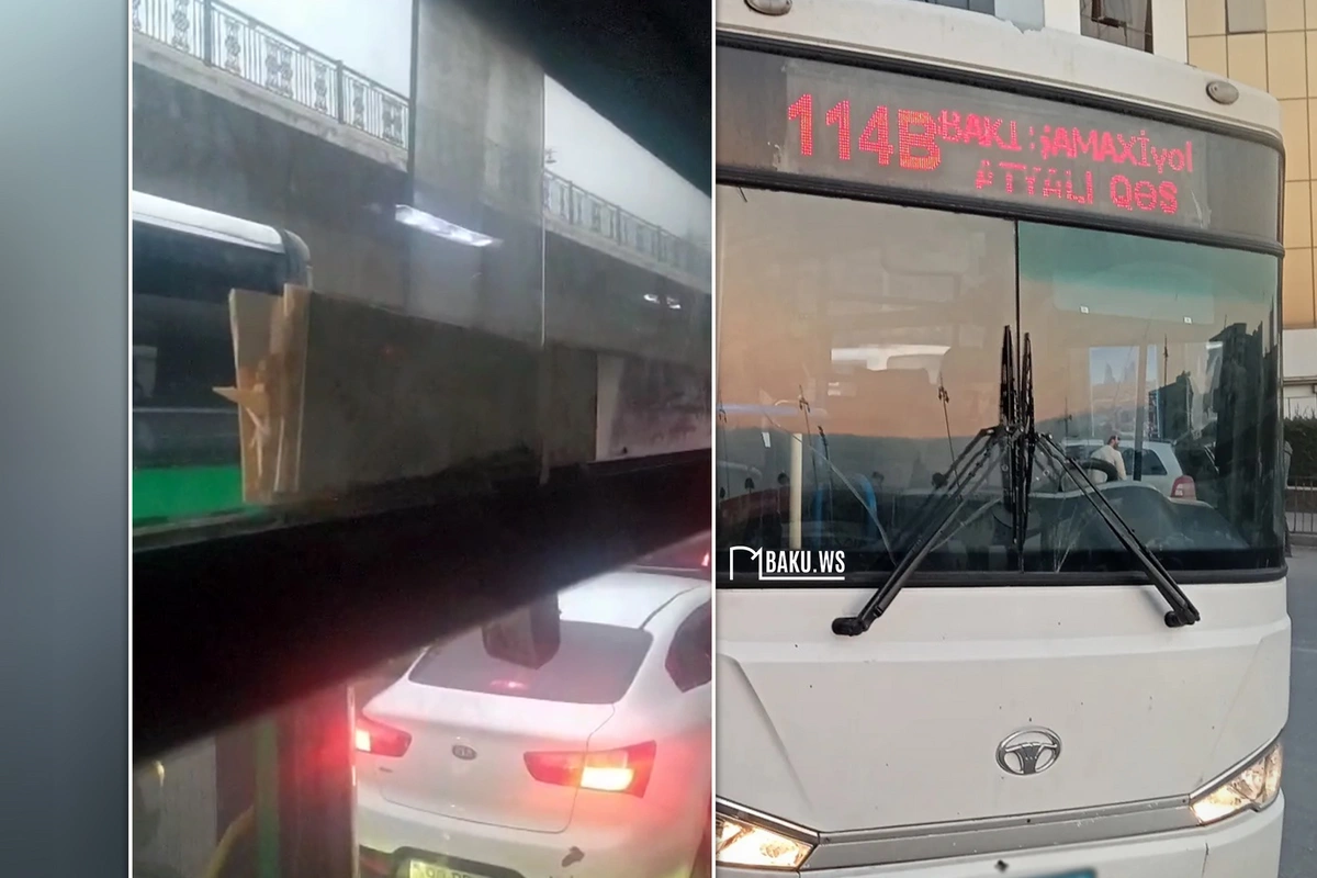 Şüşəsinə taxta qoyulmuş avtobus xəttə buraxıldı