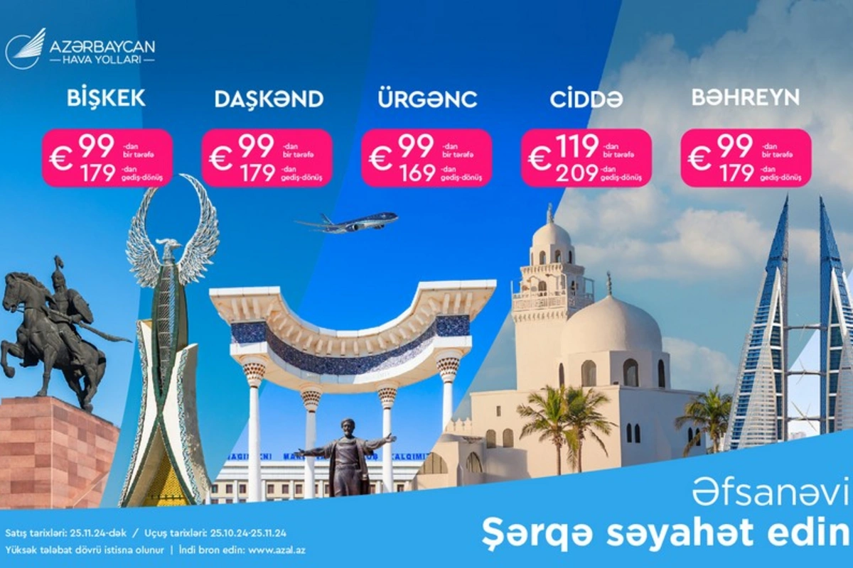 AZAL Mərkəzi Asiya və Yaxın Şərqə biletlərə endirim kampaniyası elan edib AZAL Mərkəzi Asiya və Yaxın Şərqə biletlərə endirim kampaniyası elan edib