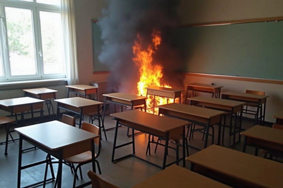 Rusiya şagird məktəbin sinif otağını yandırıb