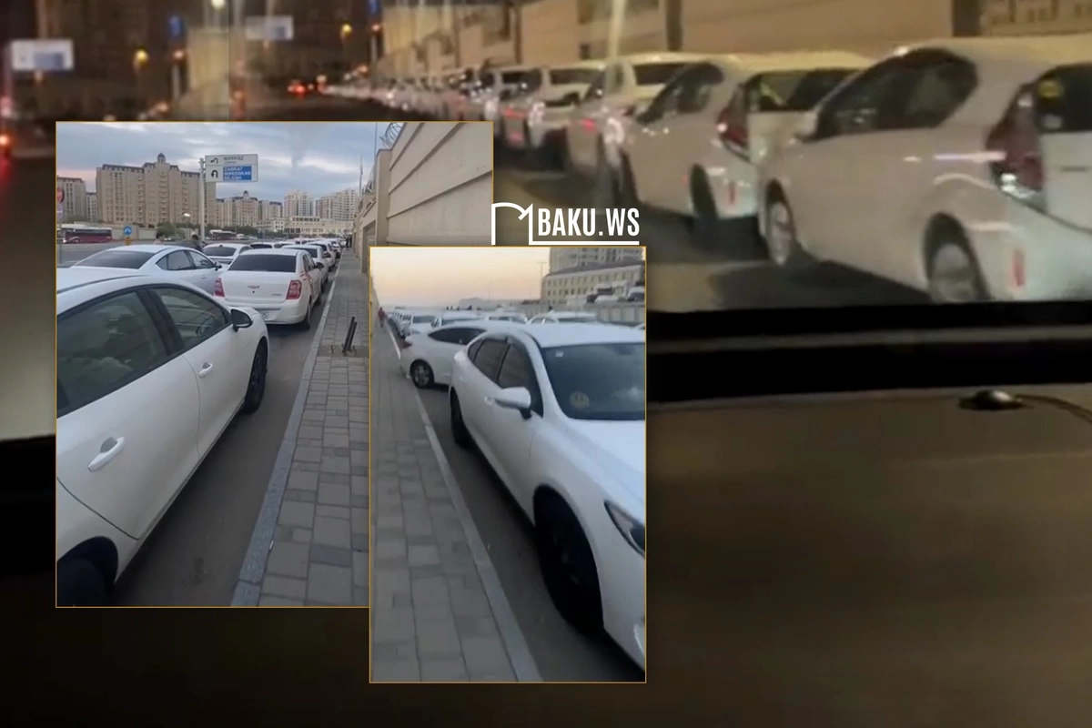 Масштабные очереди такси в Баку днем и ночью Масштабные очереди такси в Баку днем и ночью