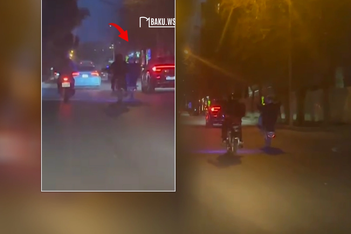 Bakıda sürücü motosikleti şahə qaldıraraq təhlükə yaratdı - Polis hərəkətə keçdi/ANBAAN VİDEO