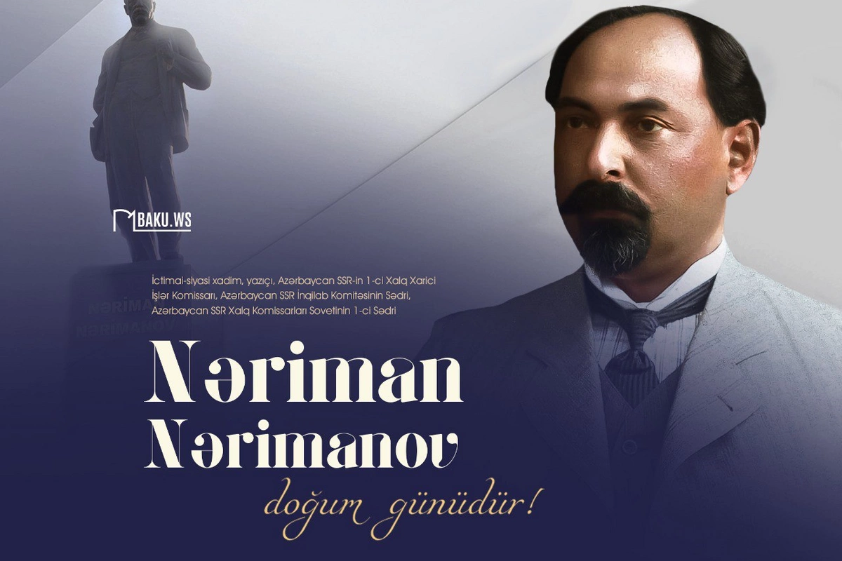 Görkəmli dövlət xadimi və yazıçı Nəriman Nərimanovun anadan olmasından 155 il ötür