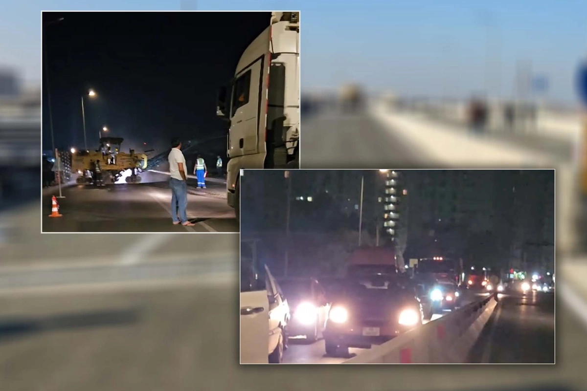 Saray körpüsünün yaxınlığında çökən yol təmir edilib Saray körpüsünün yaxınlığında çökən yol təmir edilib