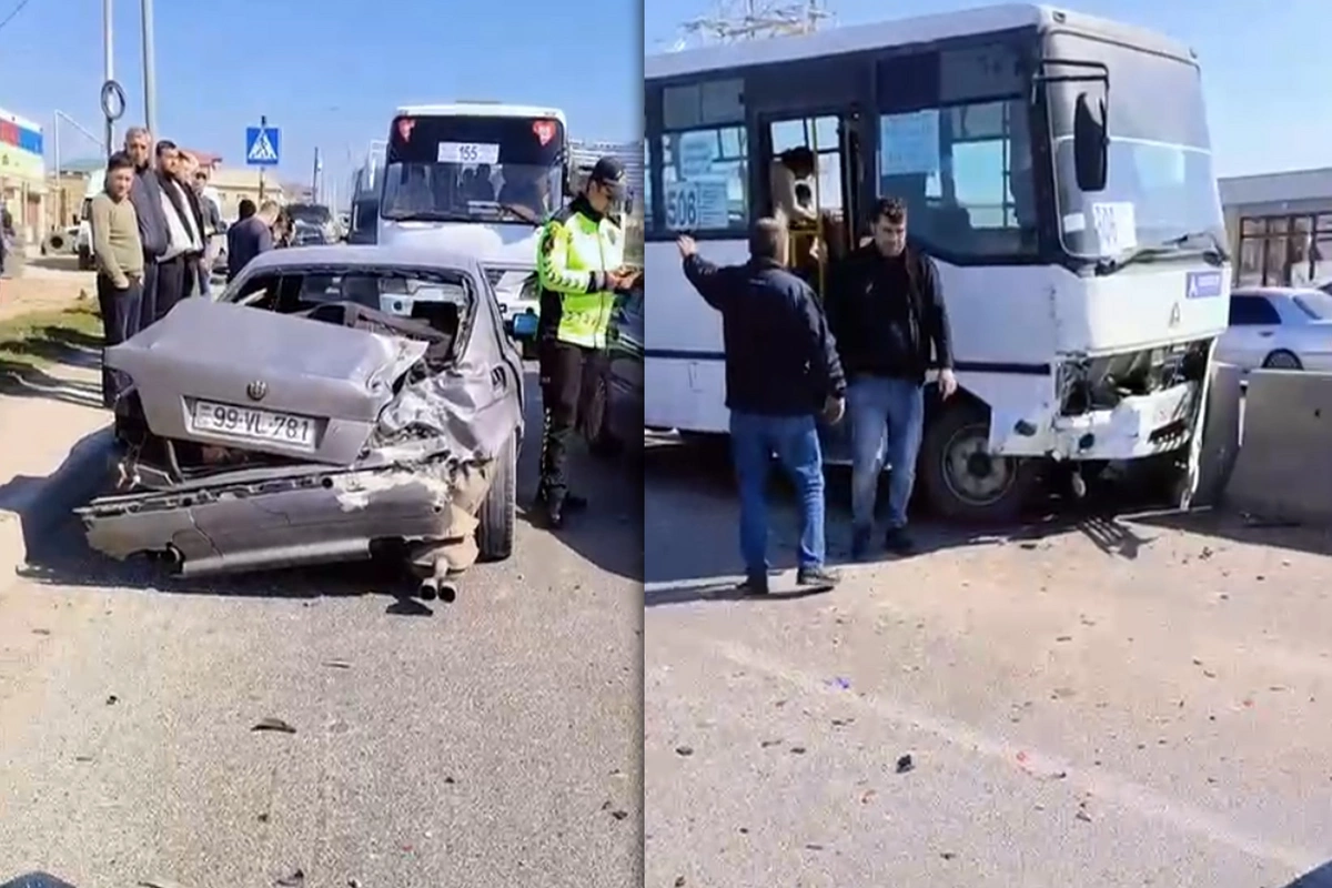 Xocəsəndə sərnişin avtobusu BMW ilə toqquşdu