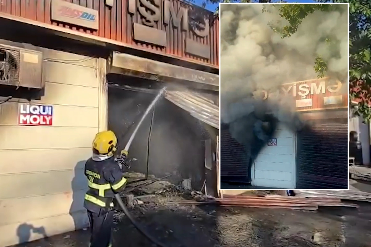 Bakıda avtomobil təmiri sexi yanıb