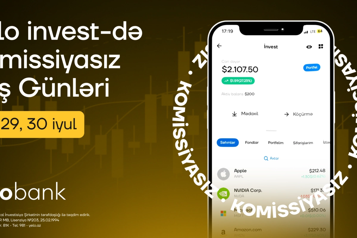 Yelo invest-də Komissiyasız alış günləri başladı! Yelo invest-də Komissiyasız alış günləri başladı!