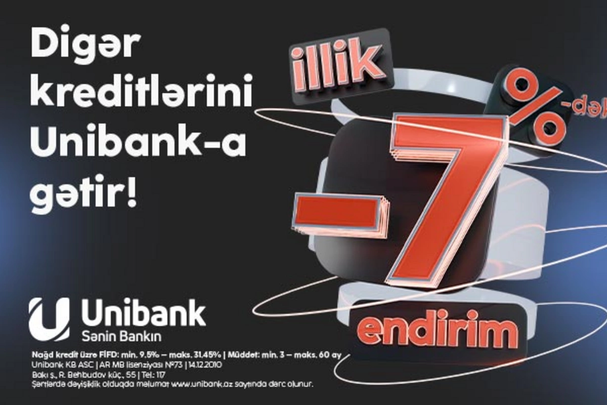 Unibankın 7 %-dək endirimli kredit kampaniyası davam edir