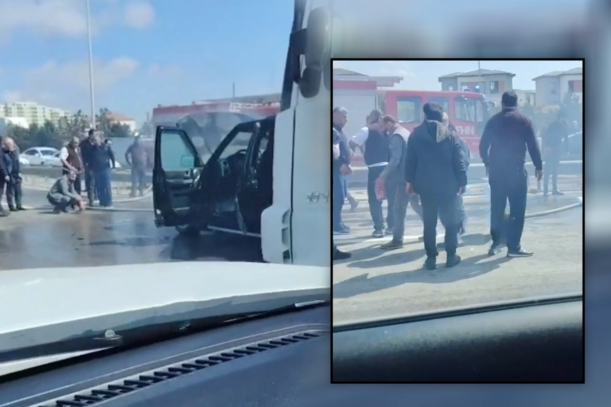 Bakı Kənar Dairəvi yolunda avtomobil YANDI, sıxlıq yarandı