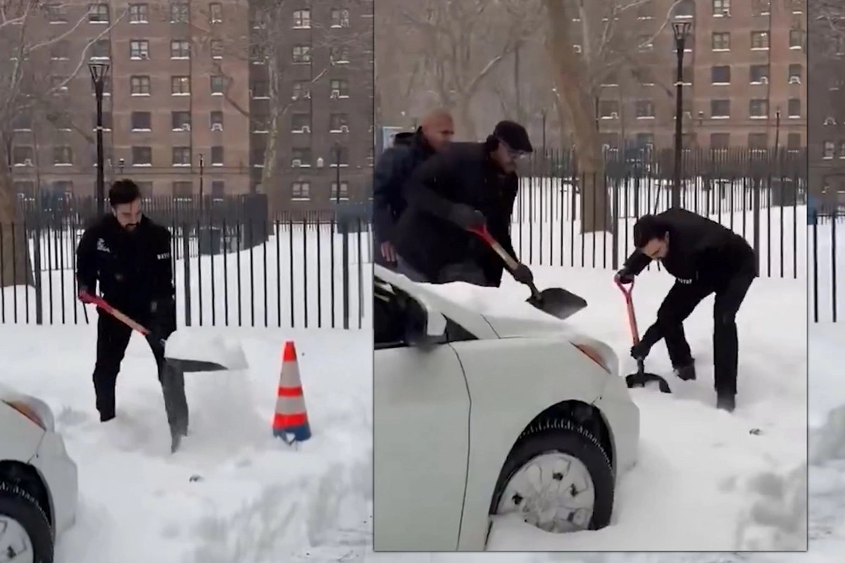 Nyu-York meri kürəklə qar təmizlədi