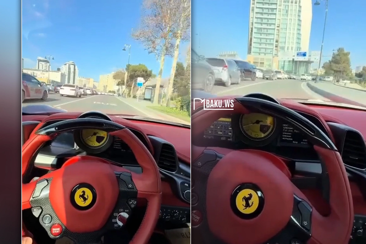 Bakıda Ferrarinin sürücüsü qaydaları kobud şəkildə pozdu