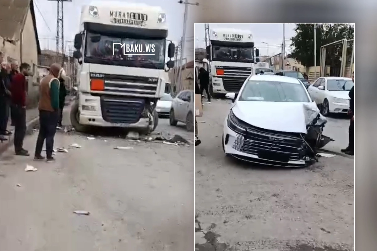Bakıda ağır QƏZA: BYD və yük maşını TOQQUŞDU