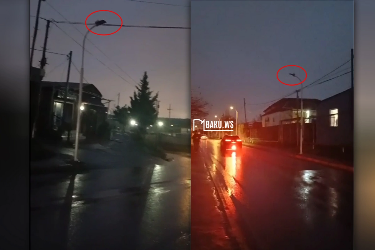 Bakıda bu yolda dirəklər var, amma işıq yoxdur