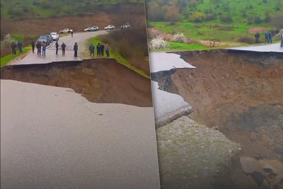 Azərbaycanda bu avtomobil yolunun bir hissəsi çöküb